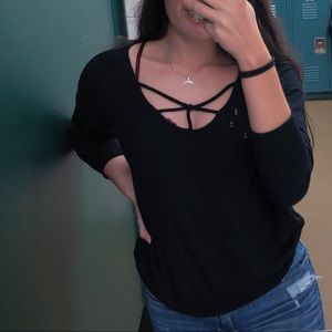 black cris cross sweater